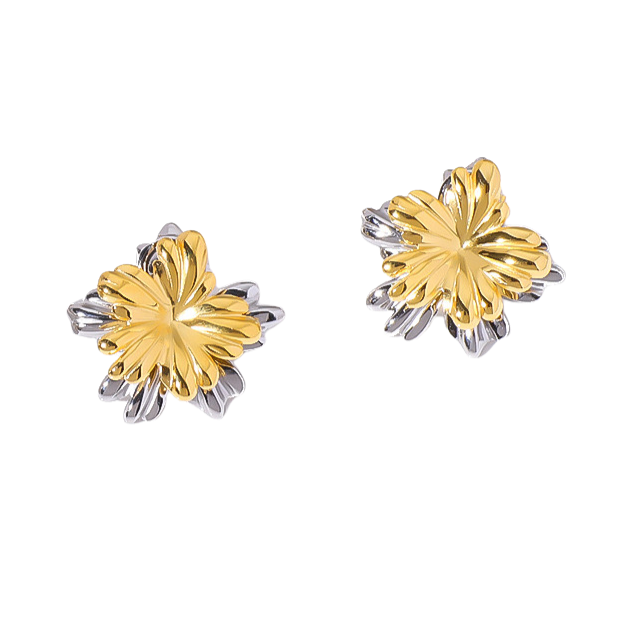 Aretes Flor Bicolor