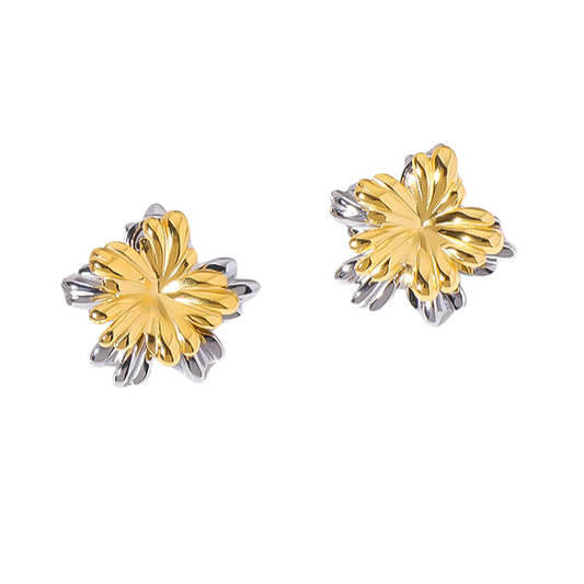 Aretes Flor Bicolor