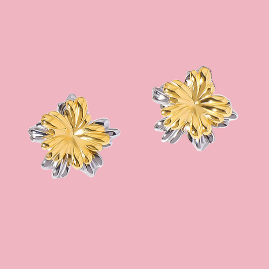 Aretes Flor Bicolor
