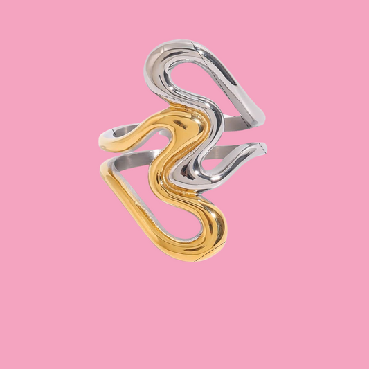 Anillo 2 Corazones Bicolor