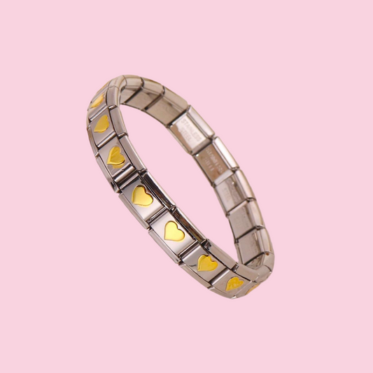 Pulsera Italiana Corazón Bicolor Plana