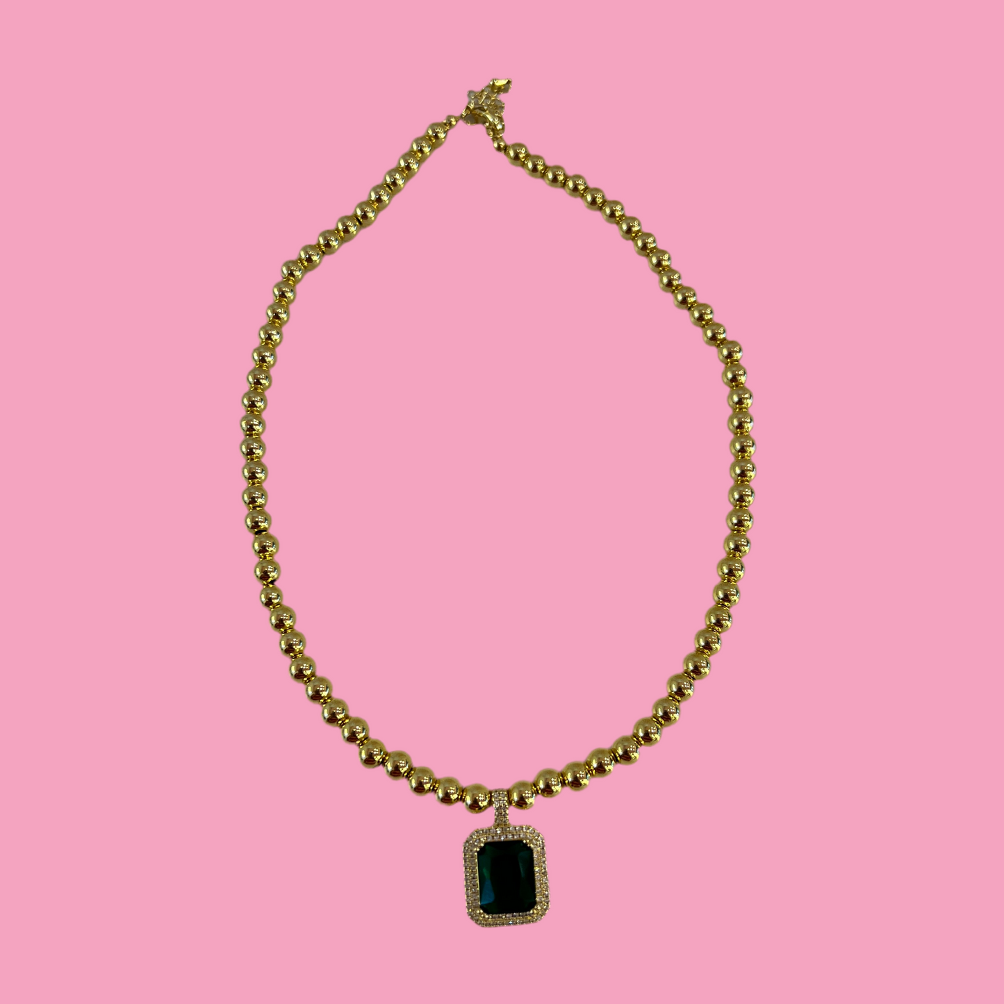 Collar Bolitas Con Piedra