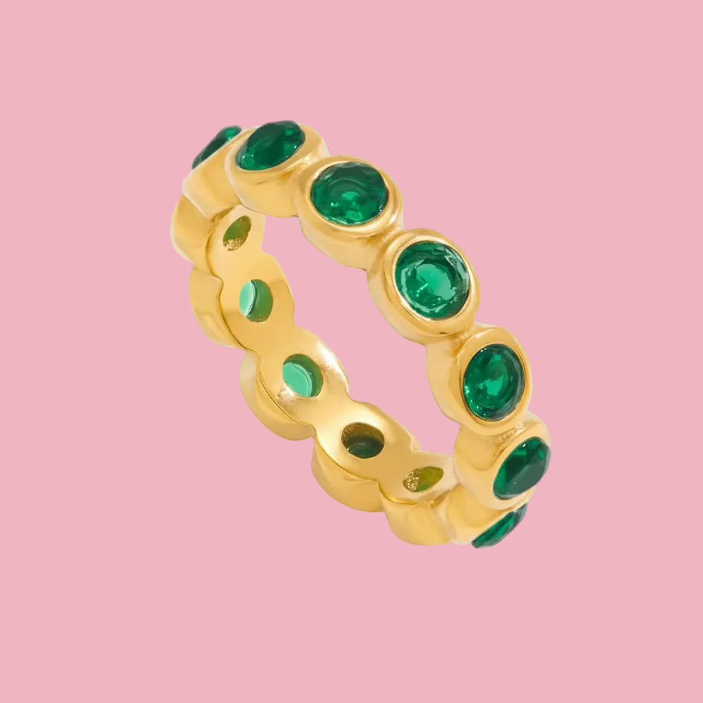 Anillo Piedra Redonda Verde
