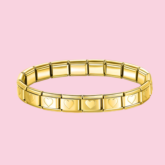 Pulsera Italiana Corazones Plana