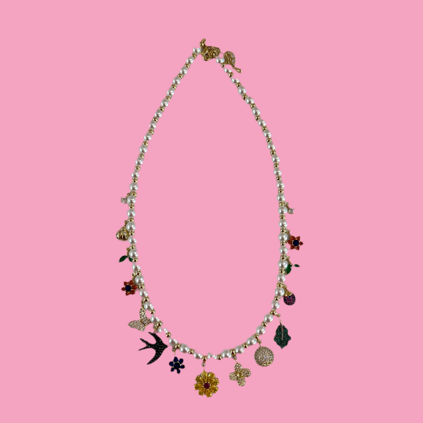 Collar Charms Perlas Colores