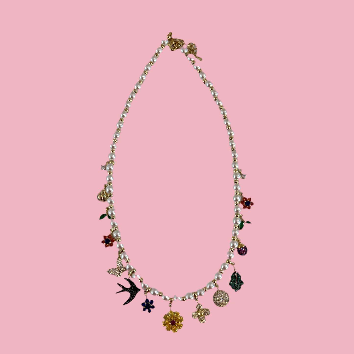 Collar Charms Perlas Colores