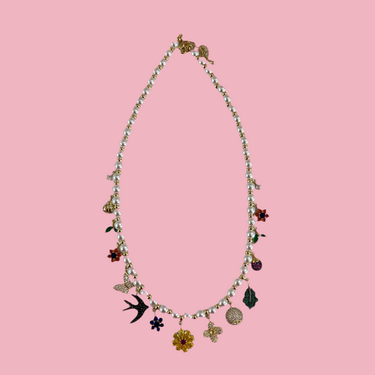 Collar Charms Perlas Colores