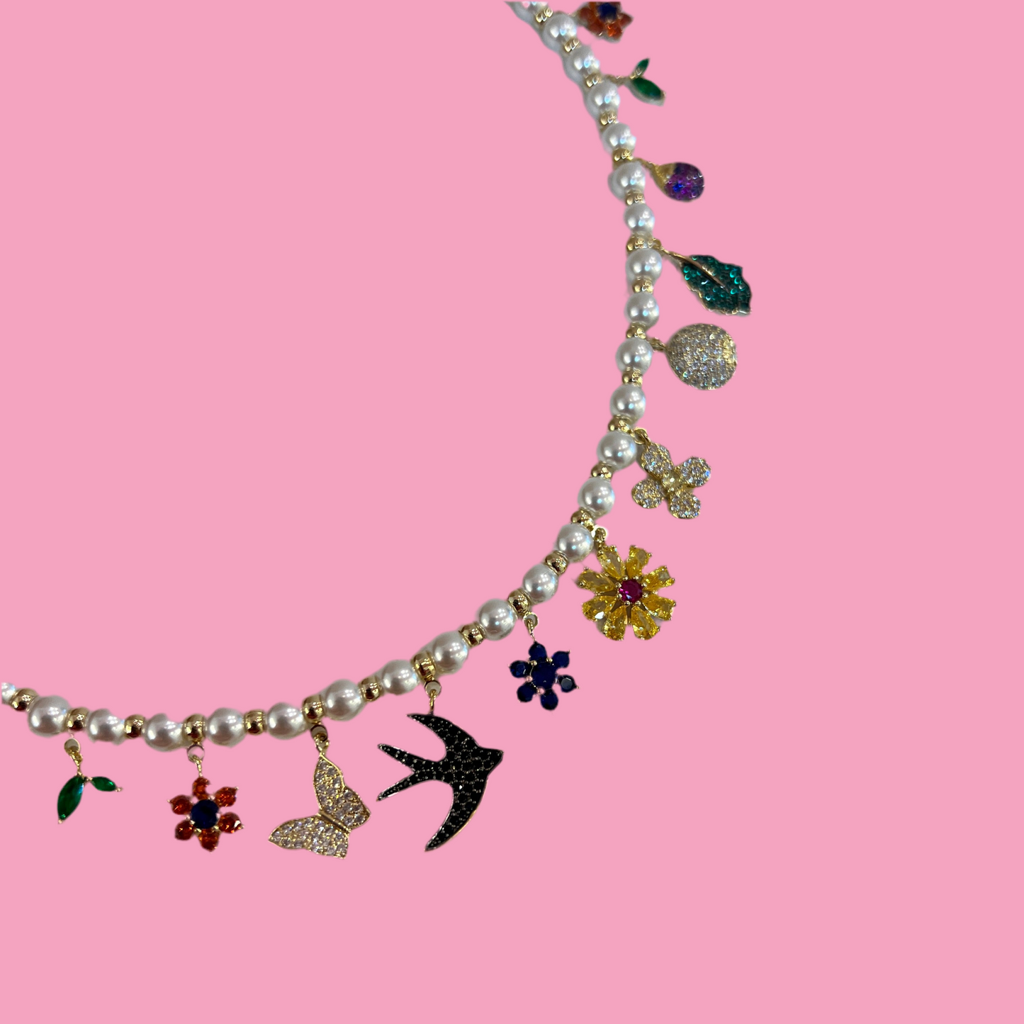 Collar Charms Perlas Colores