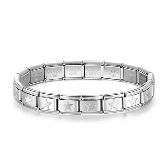 Pulsera Italiana Estrellas Plata