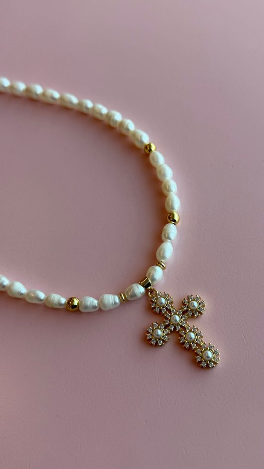 Collar Perlas Cruz