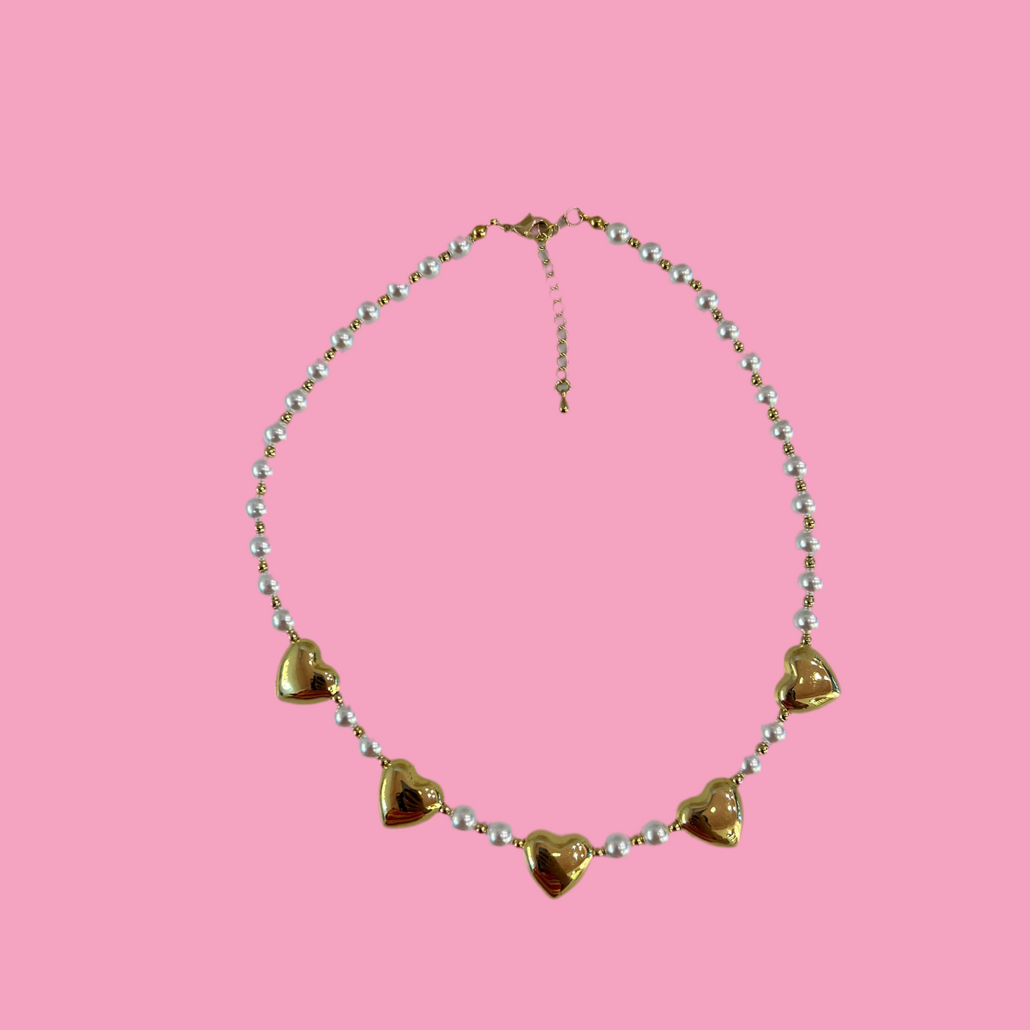 Collar Perlas 5 Corazones