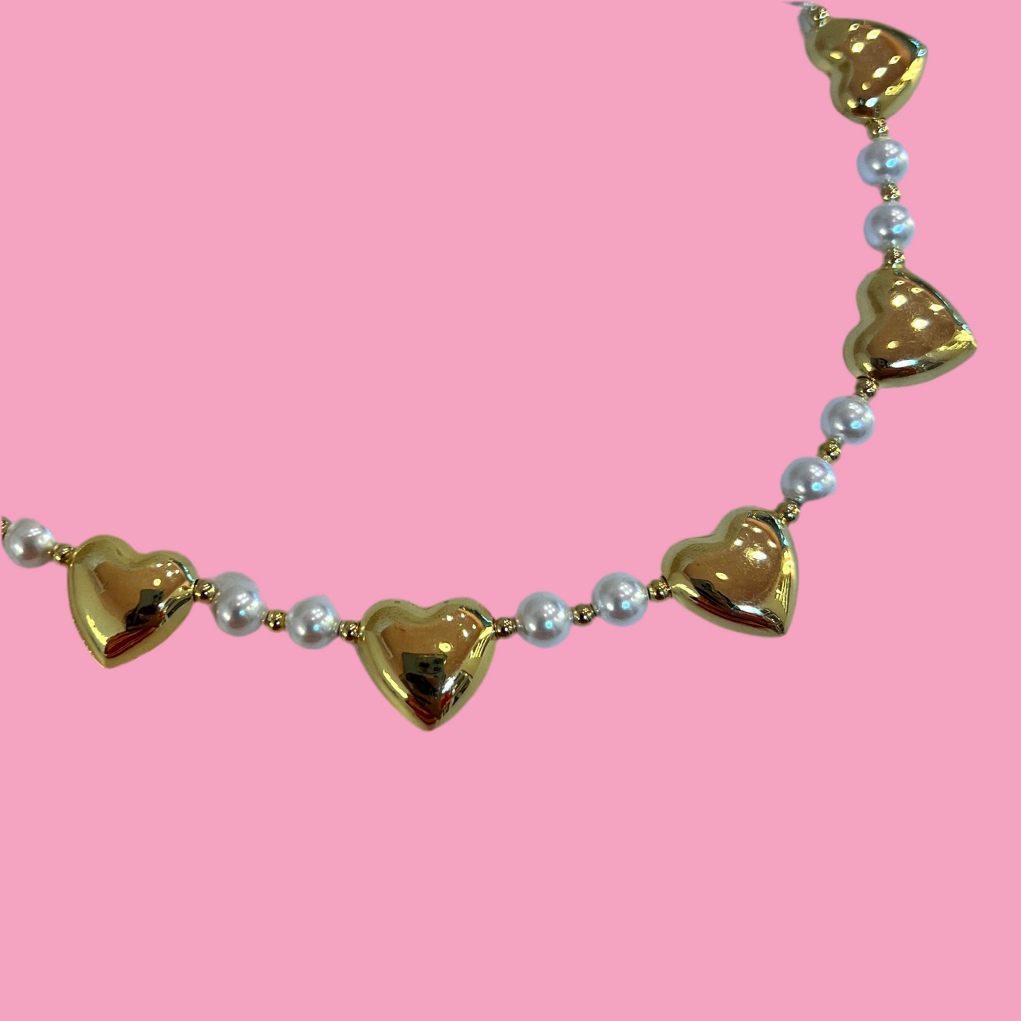 Collar Perlas 5 Corazones