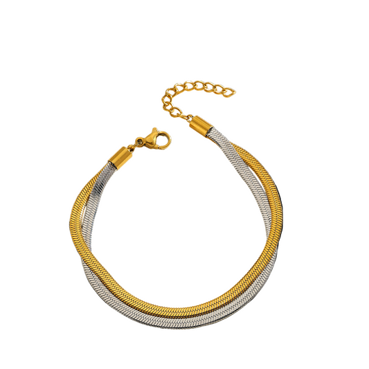 Pulsera Planchada Bicolor Doble