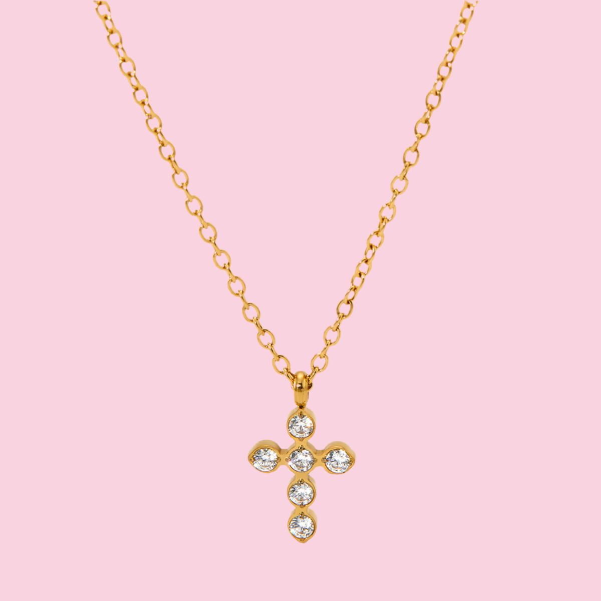 Collar Cruz Mini Piedras