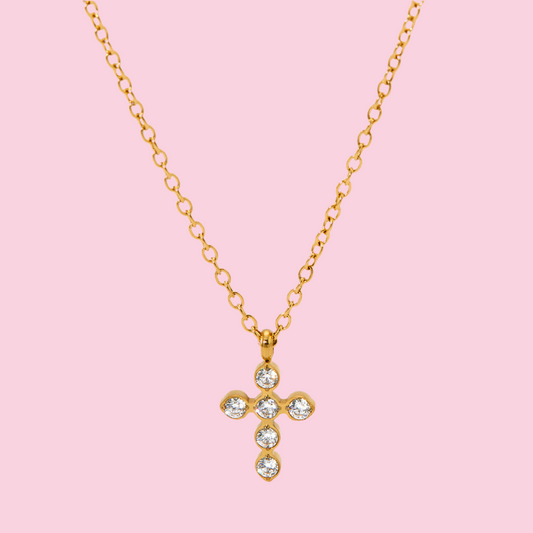 Collar Cruz Mini Piedras