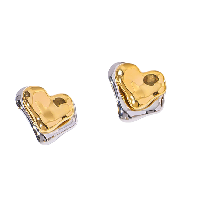 Aretes Corazones Bicolor