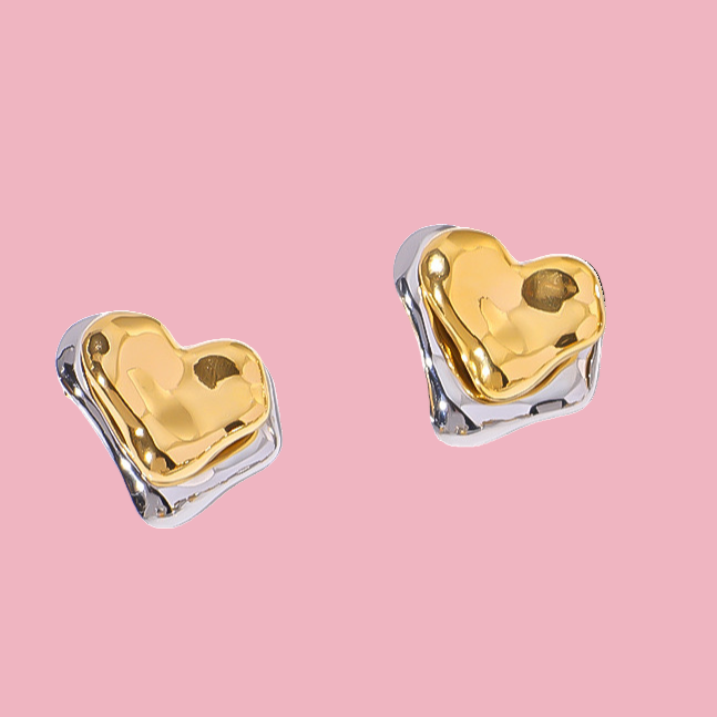 Aretes Corazones Bicolor