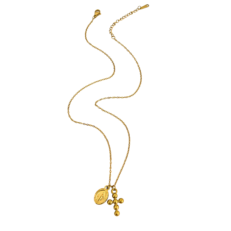Collar Cruz Con Dije De La Virgen