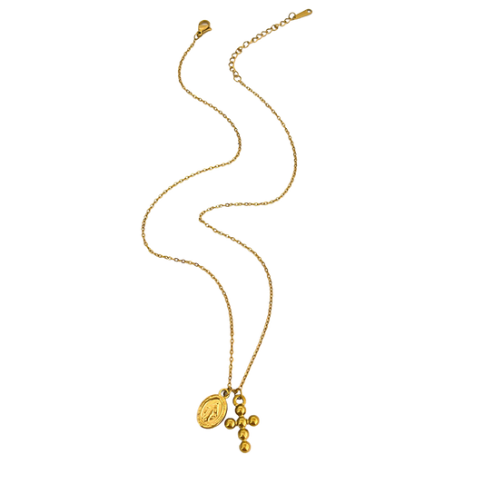 Collar Cruz Con Dije De La Virgen