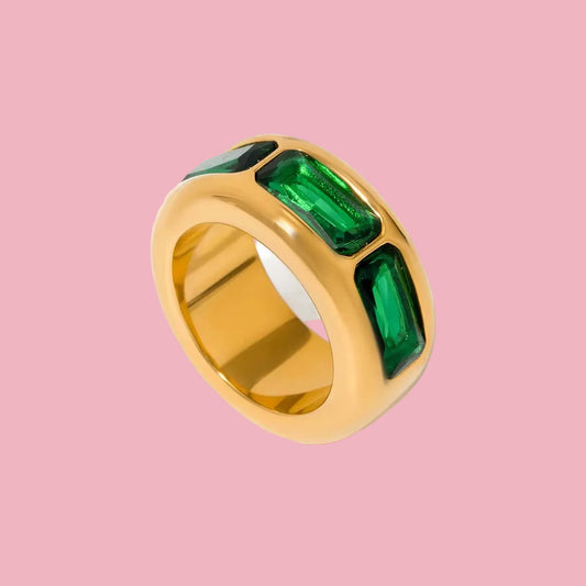 Anillo Piedra Rectangular Verde