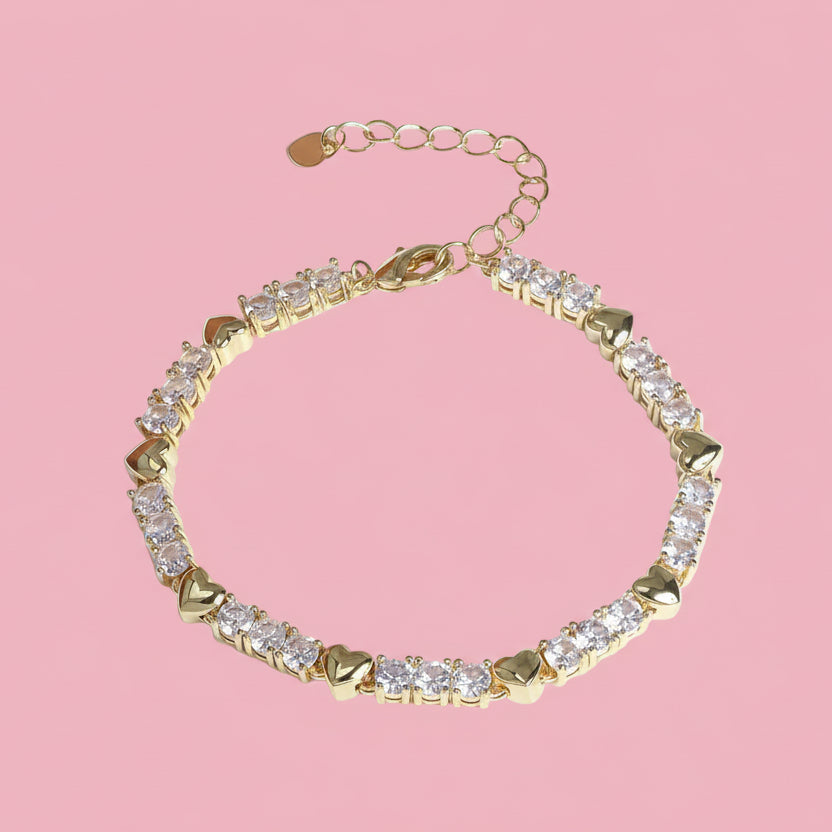 Pulsera Zirconia Corazones