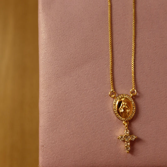 Cadena Virgen Maria Cruz Colgante