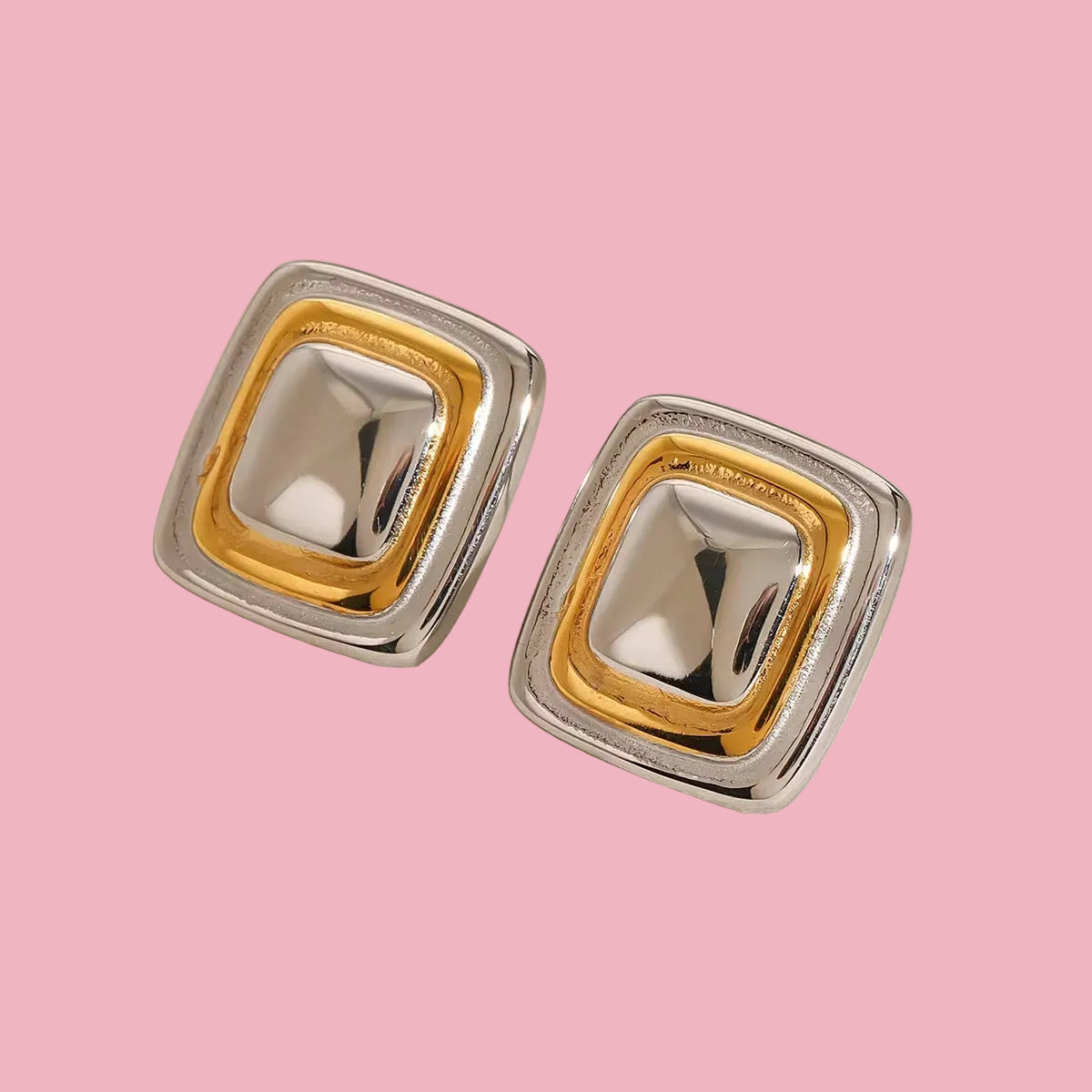 Aretes Cuadro Bicolor