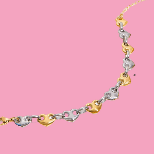 Pulsera Corazones Links Bicolor