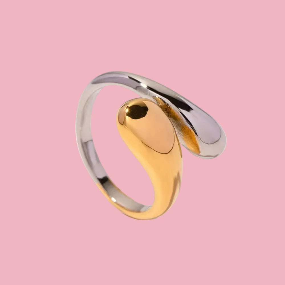 Anillo Doble Gota Bicolor