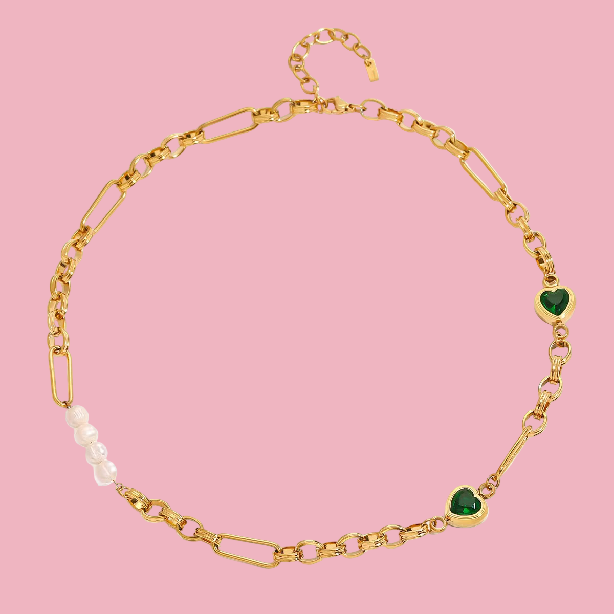 Collar Links Corazon Verde