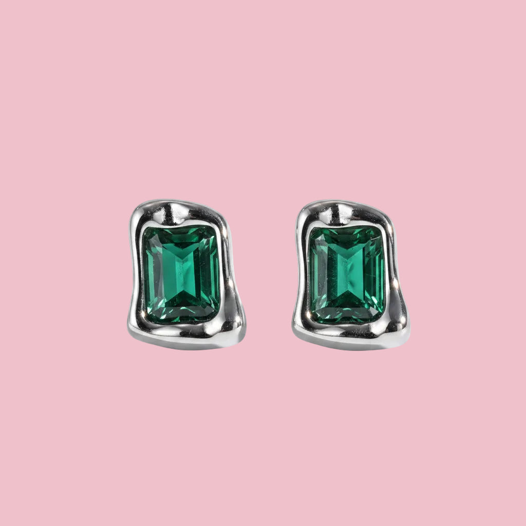 Aretes Piedra SILVER GREEN