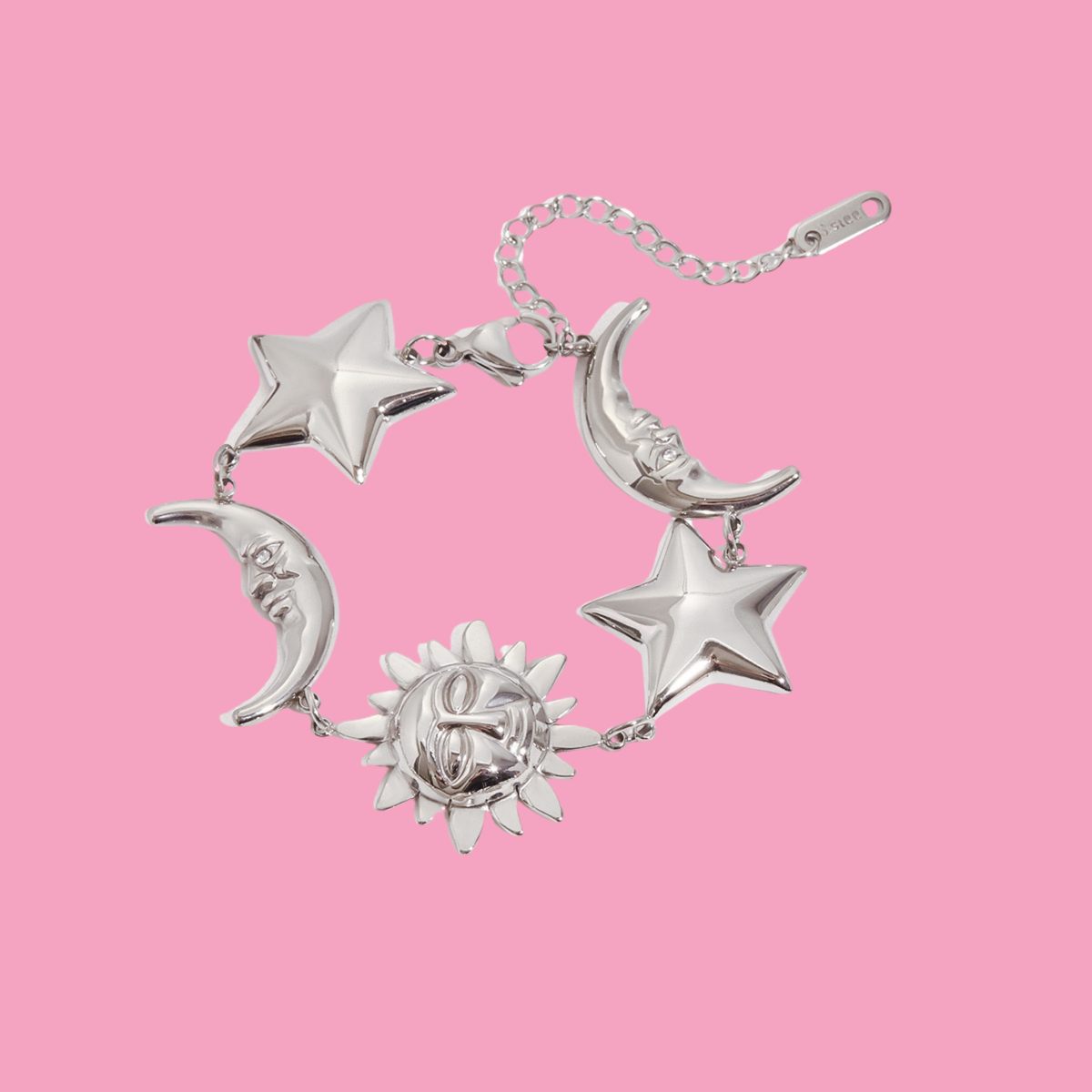 Pulsera Sol-Luna-Estrella Plata