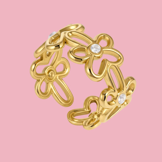 Anillo Flores Zirconia