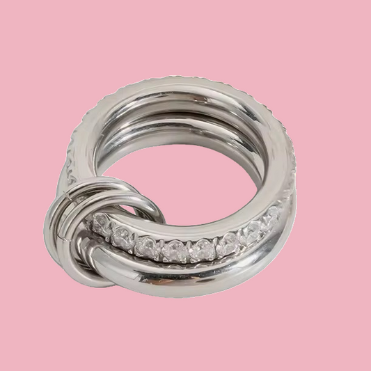 Anillo Doble Zirconia Plata