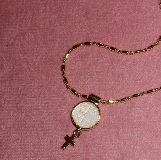 Cadena Medalla Perle Cruz Colgante