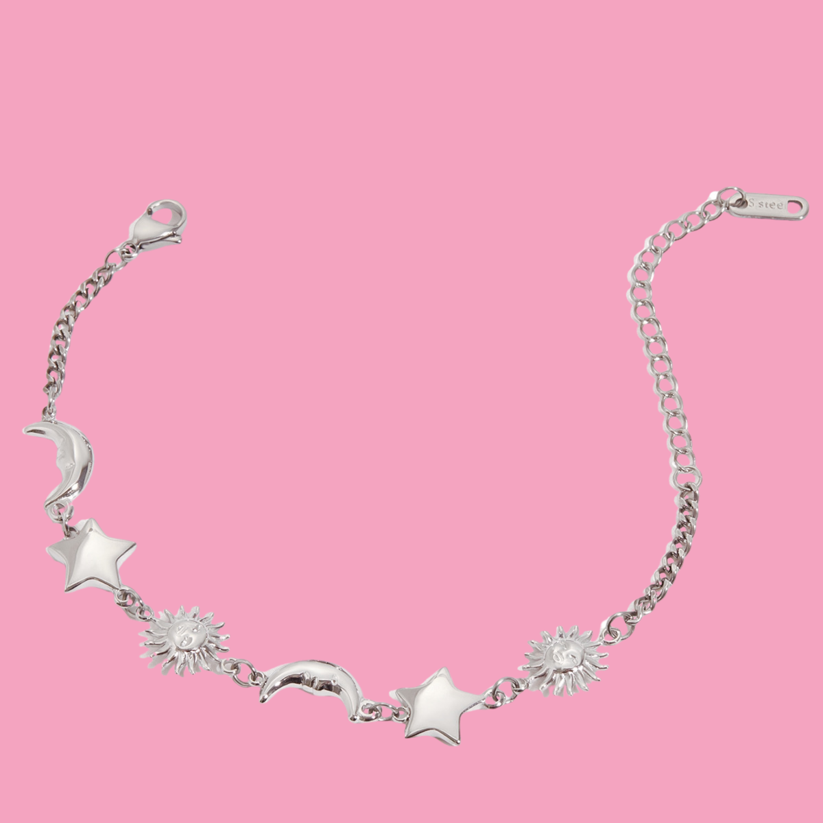 Pulsera Sol-Luna-Estrella Plata Chica