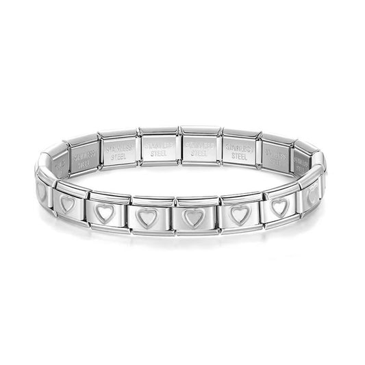 Pulsera Italiana Corazones Plata