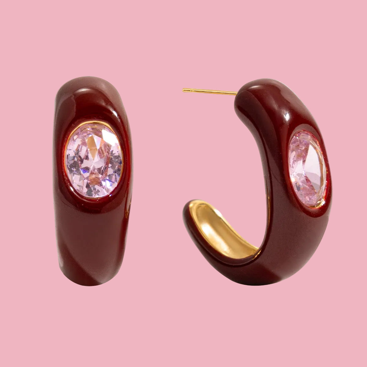 Hoops “Enamel Pink”