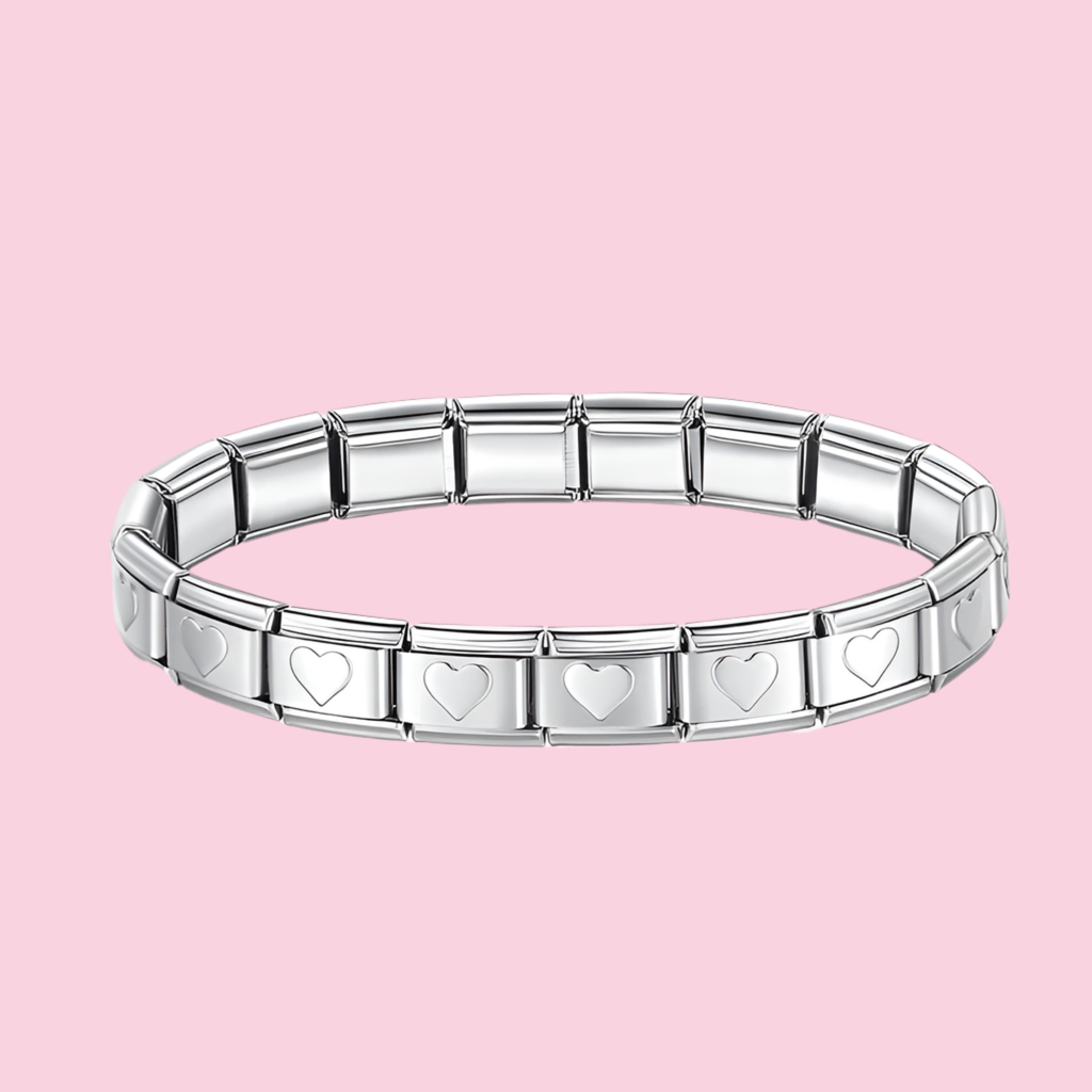 Pulsera Italiana Corazones Plana