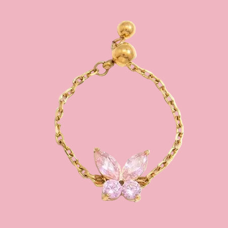 Pinky Ring Mariposa Rosa