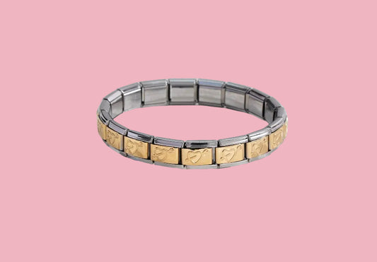 Pulsera Italiana Corazón Flechado Bicolor