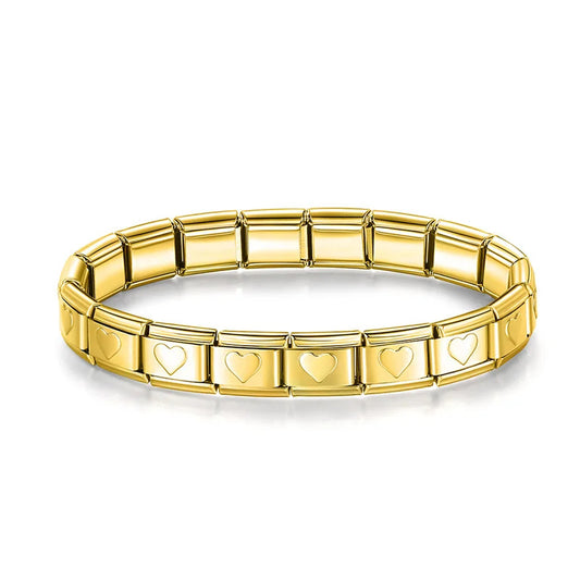 Pulsera Italiana Corazones Dorada