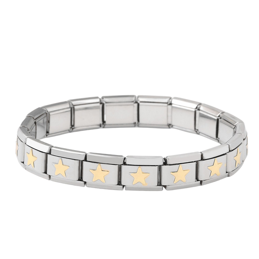 Pulsera Italiana Estrellas Bicolor