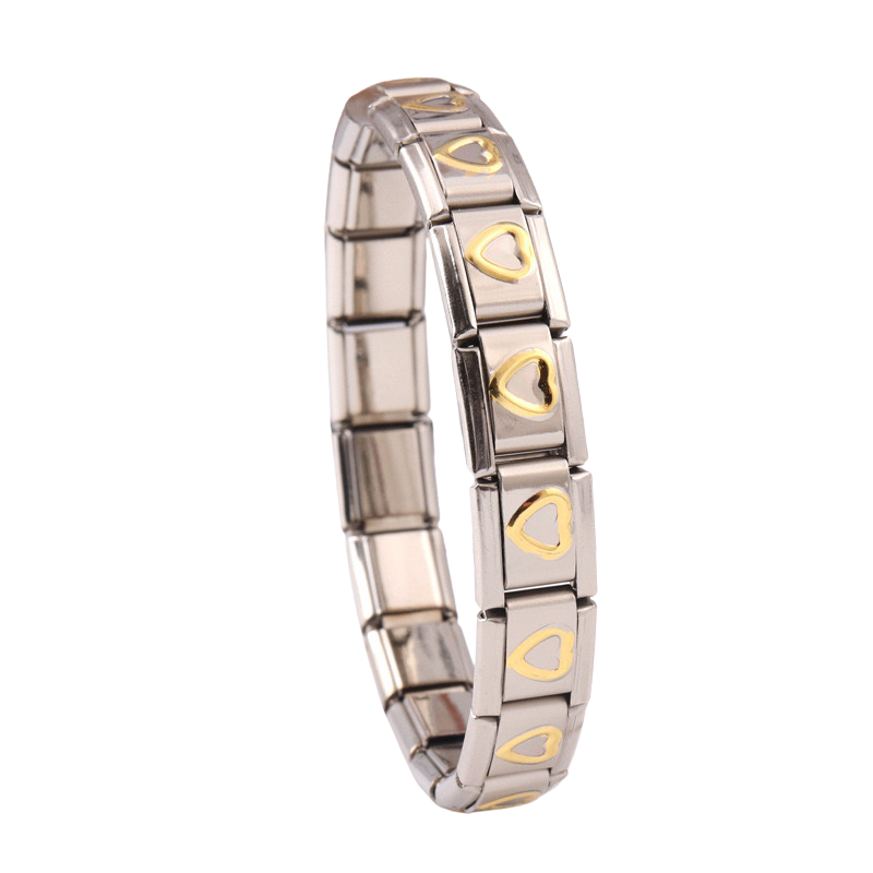 Pulsera Italiana Corazones Bicolor